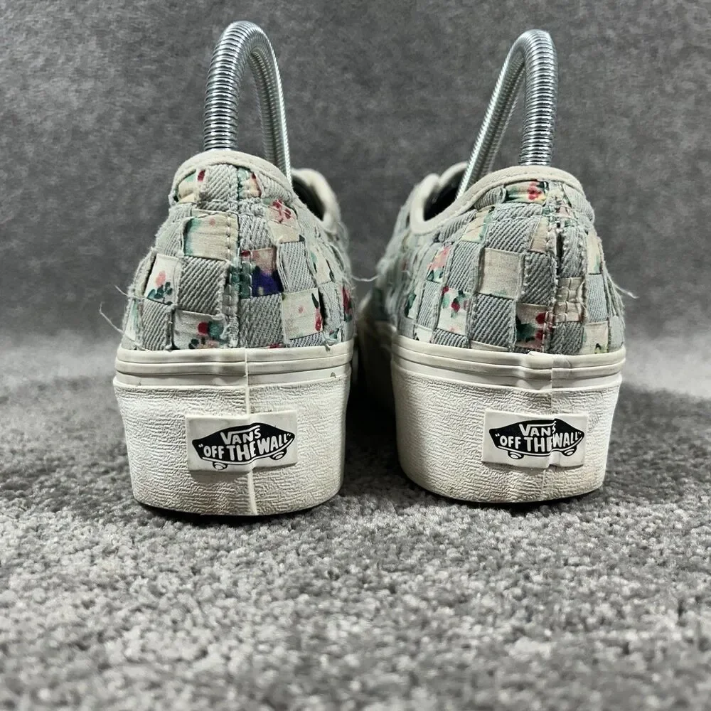 Vans Authentic Woven Stackform Women’s Size 7.5 Floral Denim Platform Shoes Used